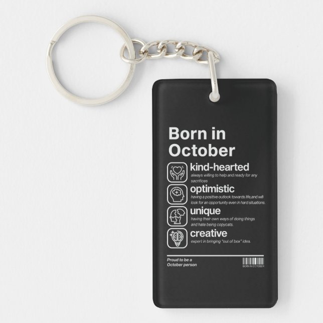 Born In October Personality Keychain (Front)