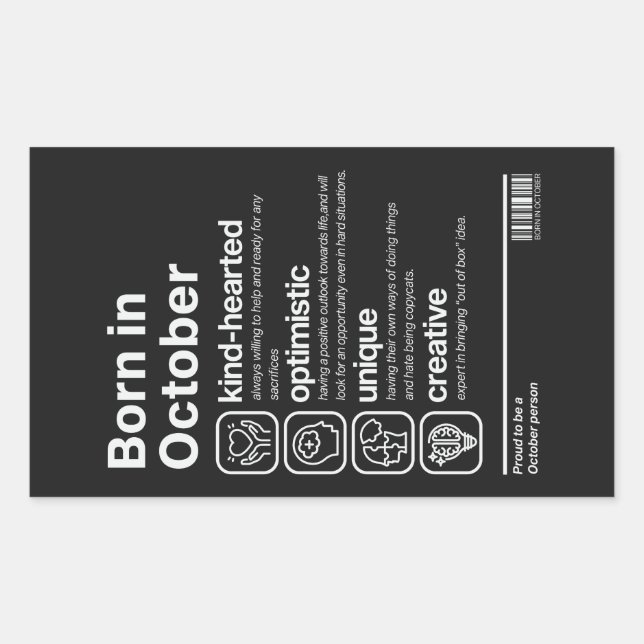 Born In October Personality Sticker (Front)
