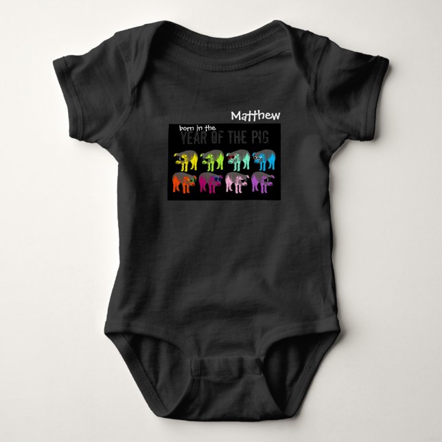 Born In Pop Pig Year 2019 Personalized Bodysuit (Front)