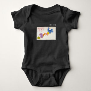 Born in Rooster Year Personalized Baby Bodysuit