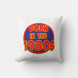 Born in the 1980s postcard button throw pillow