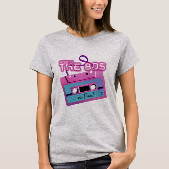 Born in the 1980s Retro Cassette Tape T-Shirt (Front)