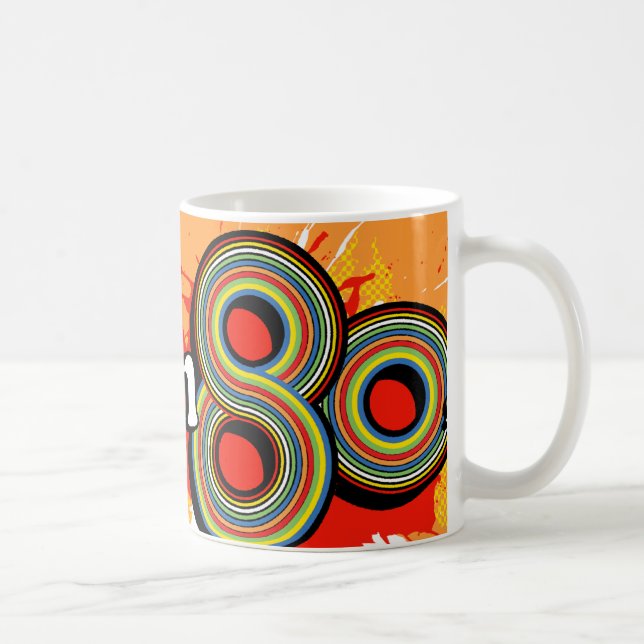 "Born in the 80's" orange logo retro mug (Right)