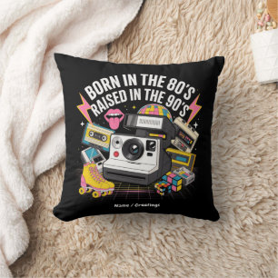 Born in the 80's Raised in the 90's Funny Vintage Throw Pillow