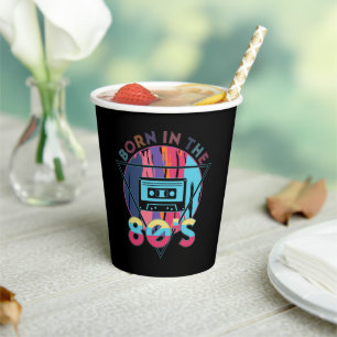 Born in The 80's Vintage Cassette Tape Paper Cups