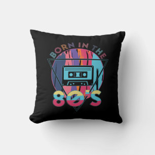 Born in The 80's Vintage Cassette Tape Throw Pillow