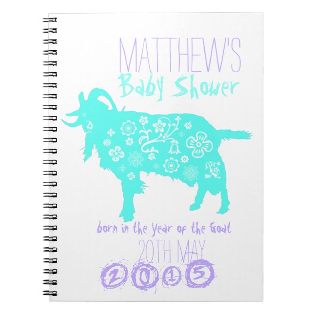 Born in The Year of the Goat 2015 - Baby Shower Notebook (Front)