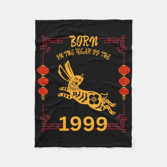 Born In The Year Of The Rabbit 1999 Chinese New Ye Fleece Blanket (Front)