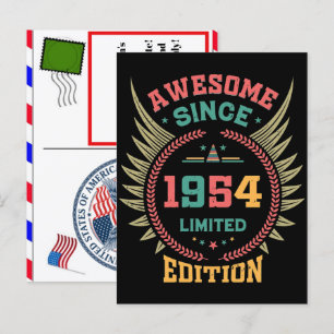 Born in year 1954 awesome since 1954 limited editi holiday postcard