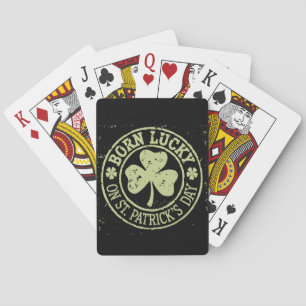 Born Lucky On St Patrick's Day Irish Birthday Playing Cards