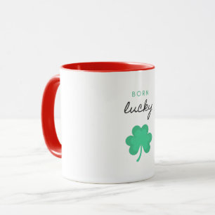 "BORN LUCKY SHAMROCK" TWO TONE MUG. MUG