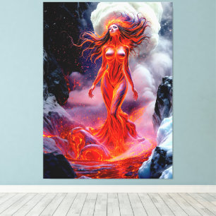 “Born of the Inferno” – Volcanic Woman Portrait Canvas Print