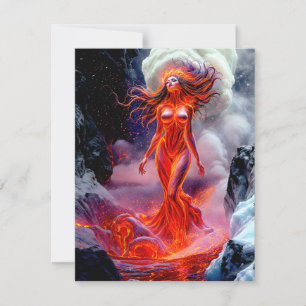 “Born of the Inferno” – Volcanic Woman Portrait Holiday Card