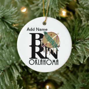 BORN Oklahoma Customizable Ceramic Ornament