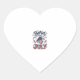 Born on 4th of July Patriotic Kids Shirt Design_1 Heart Sticker
