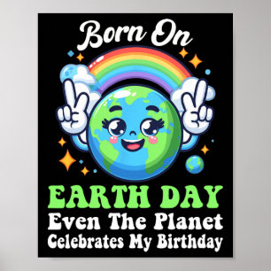 Born On Earth Day Groovy Earth Day Birthday Kids M Poster