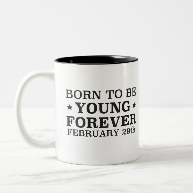 Born on February 29th Two-Tone Coffee Mug (Left)