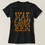 Born on Halloween Spider Cob Web Scary Spooky Text T-Shirt<br><div class="desc">Born on Halloween Spider Cob Web Typography Scary Spooky Halloween Costume Black and Orange Halloween Party Shirt</div>