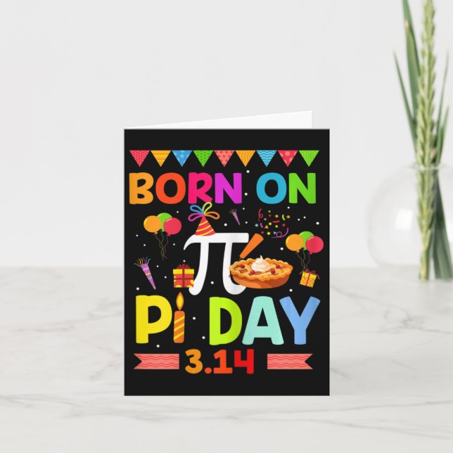Born On Pi Day Birthday Math Teacher 3.14 Cake Gif Card (Front)