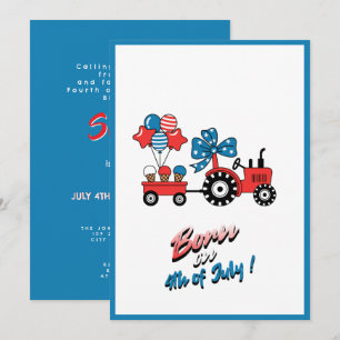 BORN ON THE 4TH OF JULY KIDS BIRTHDAY INVITATION