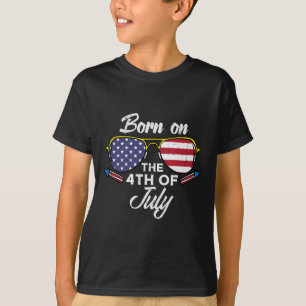 Born On The 4th Of July Sungles Fourth Birthday Pa T-Shirt