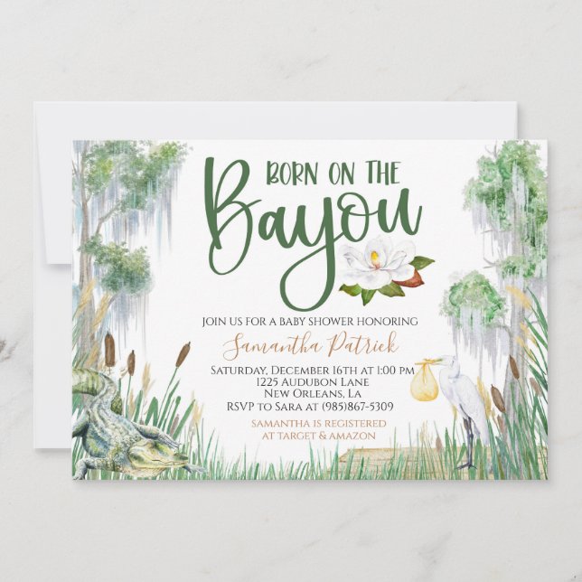 Born on the Bayou Baby Shower Invitation (Front)