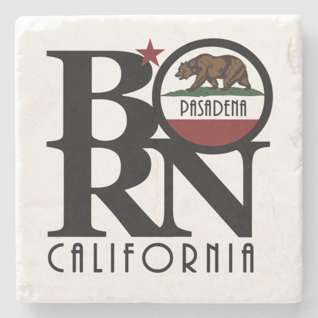 BORN Pasadena California Stone Coaster (Front)