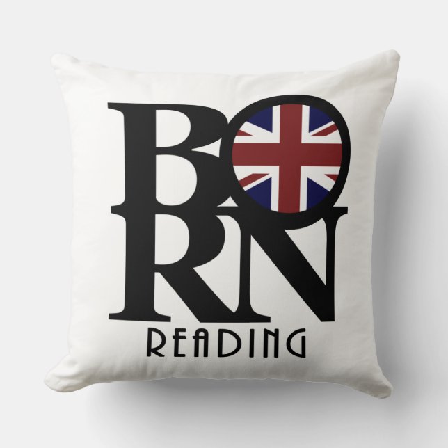 BORN Reading England Throw Pillow (Front)