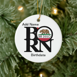 BORN San Diego Customizable Ceramic Ornament