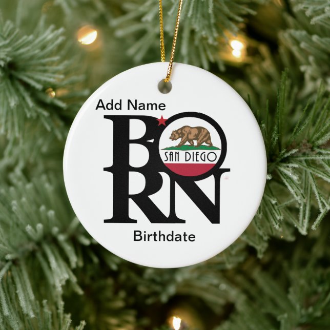 BORN San Diego Customizable Ceramic Ornament (Tree)