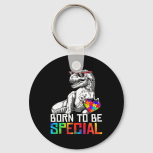 Born Special Trex Puzzle Dino Boys Autism Awarenes Keychain