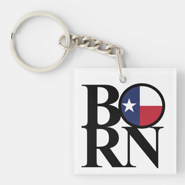 BORN Texas Lone Star Keychain Small Square (Front)