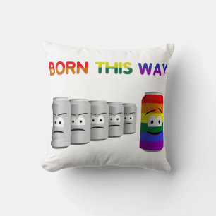 Born This Way LGBT Rainbow Stripe Throw Pillow