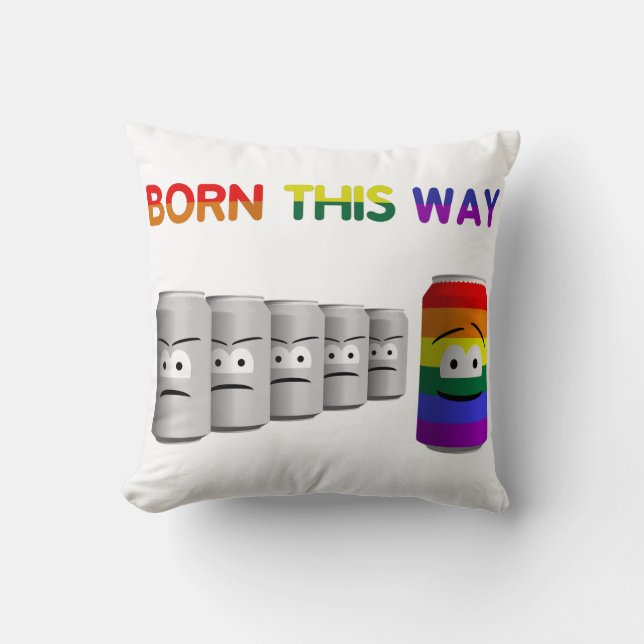 Born This Way LGBT Rainbow Stripe Throw Pillow (Front)