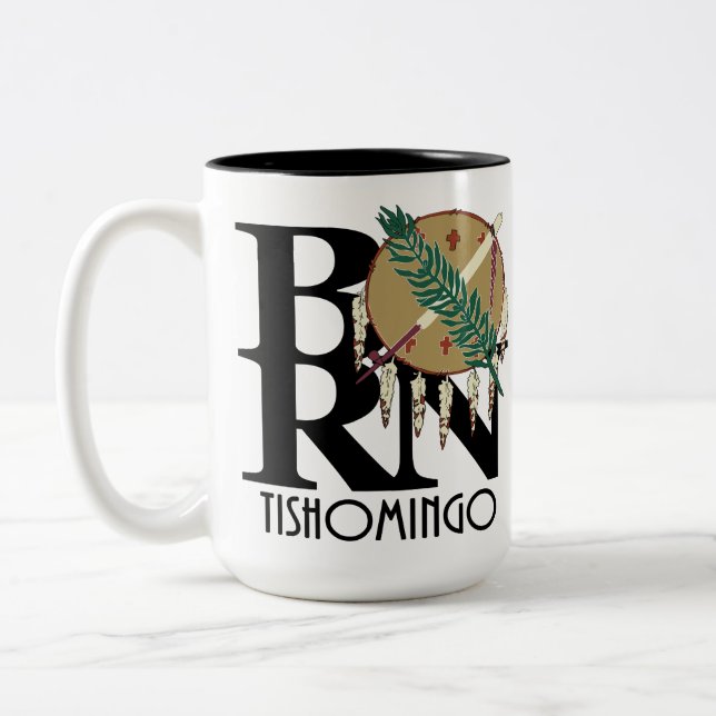 BORN Tishomingo Oklahoma 15oz Two-Tone Coffee Mug (Left)