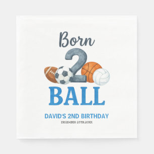 Born To Ball Sports Second Birthday  Napkin