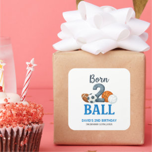 Born To Ball Sports Second Birthday  Square Sticker