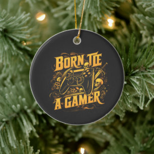 Born To Be A Gamer Skull Controller Art Ceramic Ornament