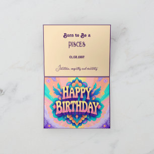 Born to be a Pisces for birthday Card