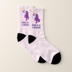 Born to be a unicorn cute pink women's socks