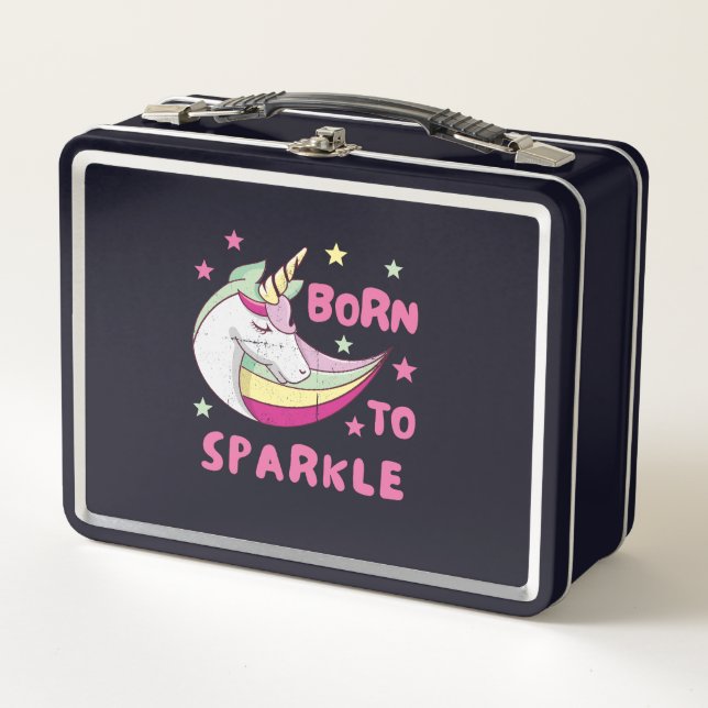 Born to Be a Unicorn Magical Sparkle    Metal Lunch Box (Front)