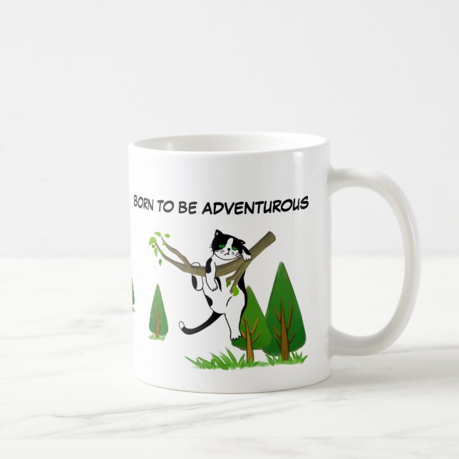  Born To Be Adventurous Cat Climbing Trees Coffee Mug (Right)