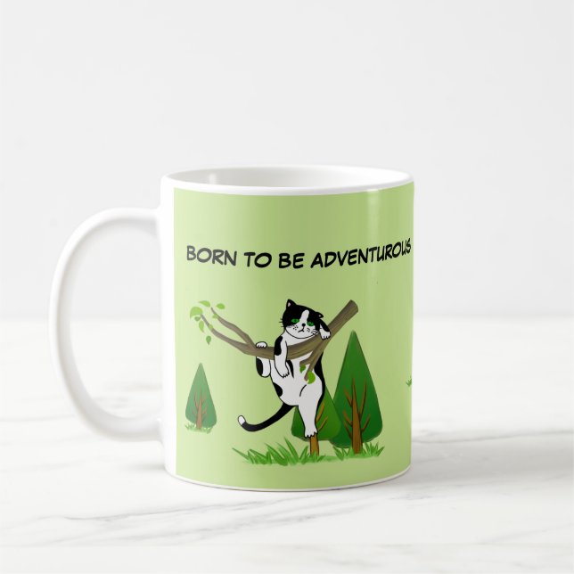 Born To Be Adventurous Cat Lover Original Design Coffee Mug (Left)