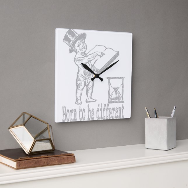 born to be different square wall clock (Office)