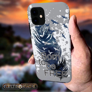 BORN TO BE FREE   Grunge Denim Textured Eagles   Case-Mate iPhone Case