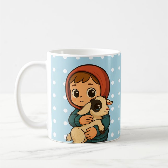 Born to Be Gentle – Cute Child and Lamb Coffee Mug (Left)