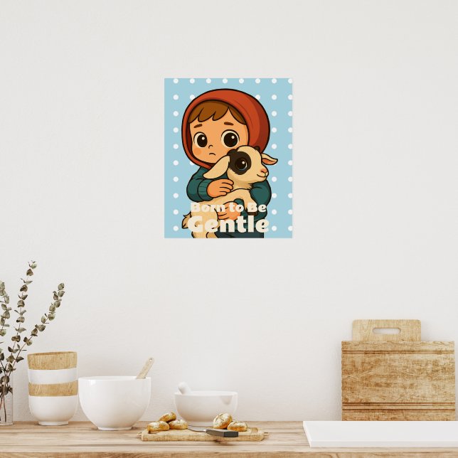 Born to Be Gentle – Sweet Lamb & Child Poster (Kitchen)