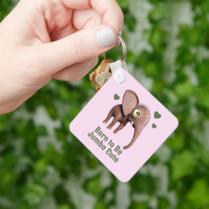 Born to Be Jumbo Cute Baby Elephant Custom Keychain