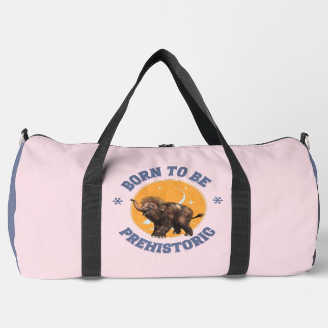Born to Be Prehistoric Woolly Mammoth Baby Duffle Bag (Front)
