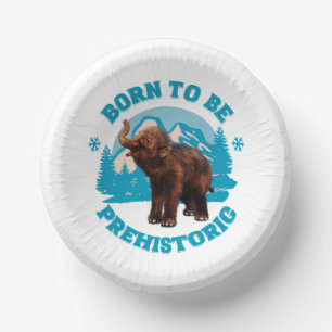 Born to Be Prehistoric Woolly Mammoth Baby Paper Plate